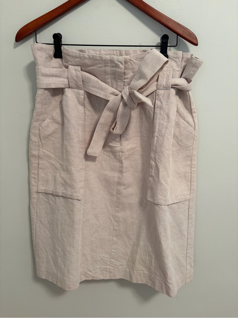 H&M Women’s Linen Paperbag Waist Tie Skirt - sz 14 L